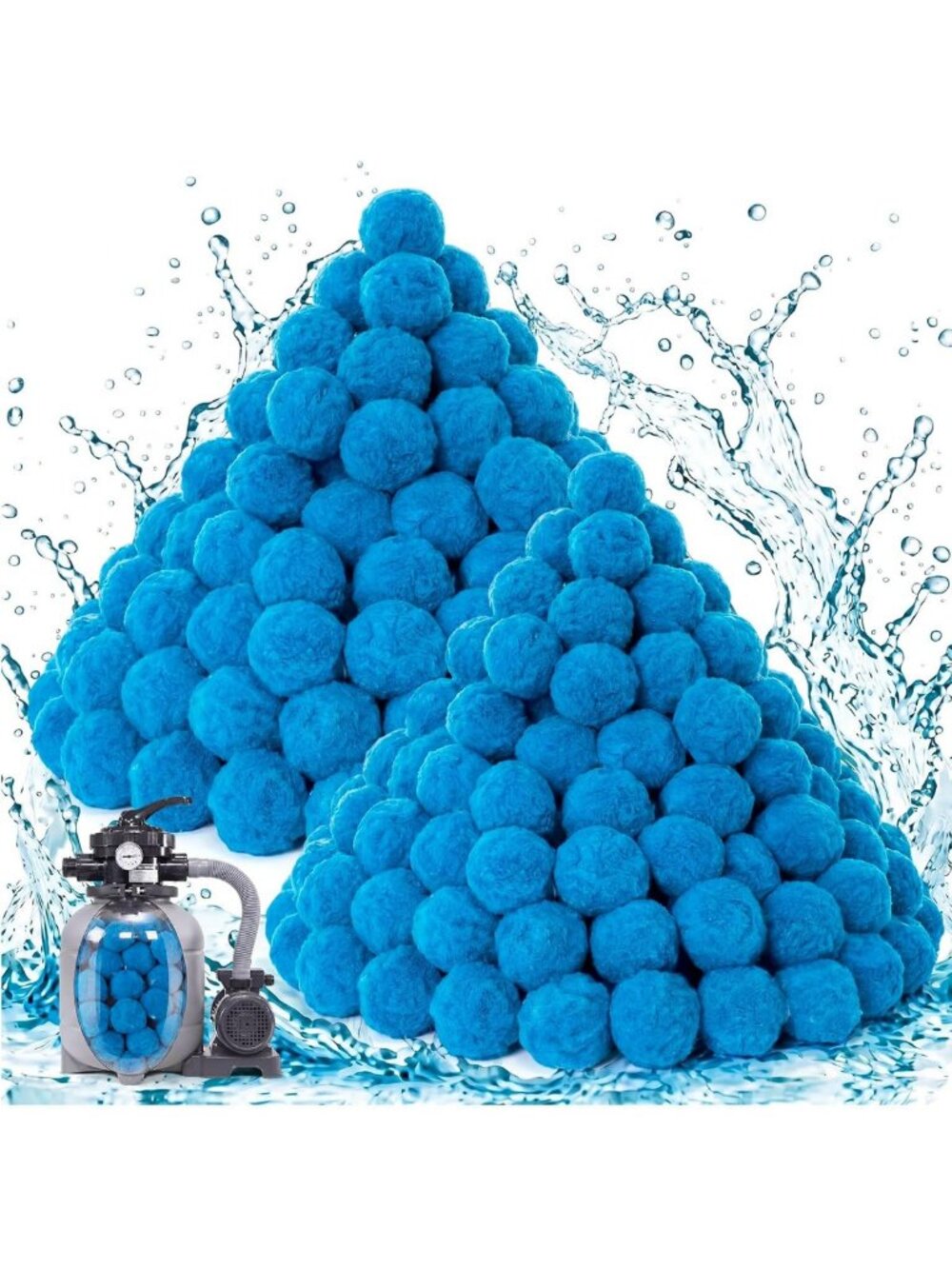 6 Lbs Pool Filter Balls - Reusable Blue Swimming Media for All Filter Systems